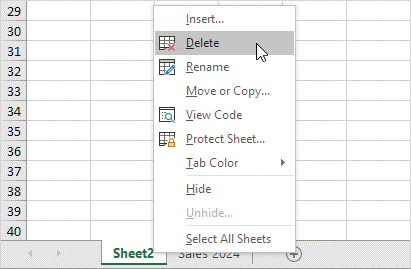 حذف کردن یک ورک شیت در نرم افزار اکسل