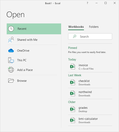 باز کردن ورک بوک در نرم افزار اکسل