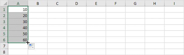 ایجاد یک سری در اکسل با گزینه Autofill