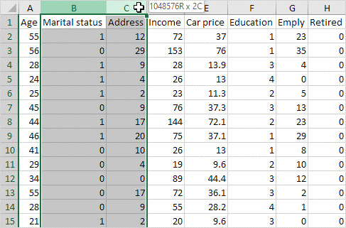 مخفی کردن چند ستون به صورت همزمان در نرم افزار اکسل