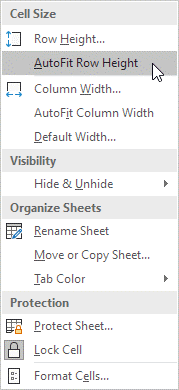 گزینه Autofit row Hight در اکسل