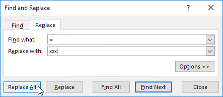 تغییر مقادیر با استفاده از find and replace در اکسل
